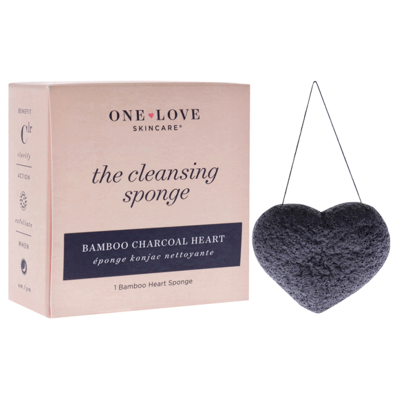 One Love Organics The Cleansing Sponge Bamboo Charcoal Heart by One Love 1 Pc - Picture 3 of 5
